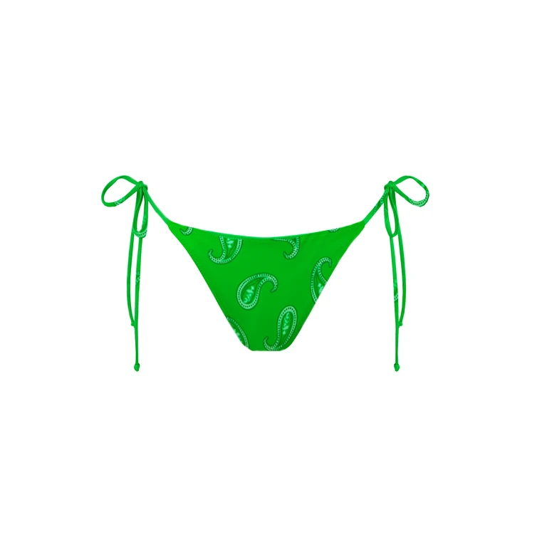 Mc2 Saint Barth Woman Swim Briefs With Paisley Print Green Bottom - Women