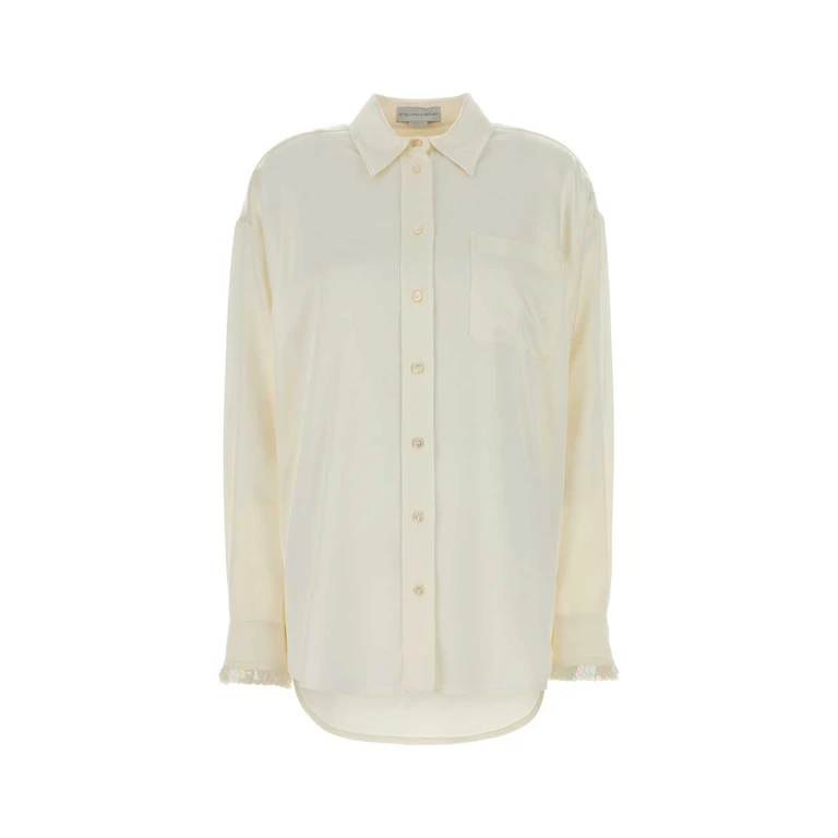 Stella McCartney White Satin Oversize Shirt Cream Exterior: Acetate Viscose Maglie - Women