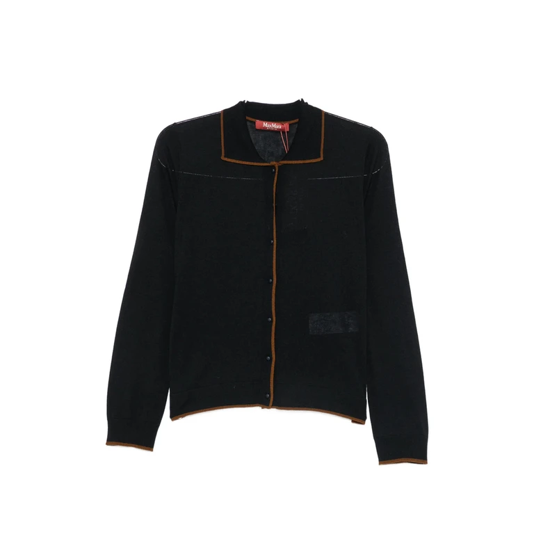 Max Mara Studio Contrast-trim Polo-collar Cardigan