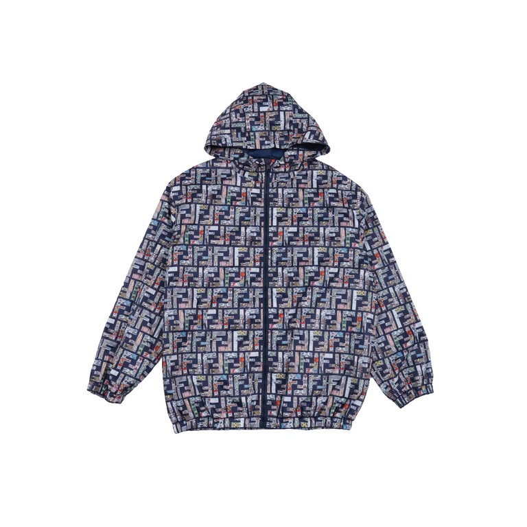 Fendi Jr Ff Nylon K-Way Grey Polyester Lining Polyamide Waterproof Jacket - Kids