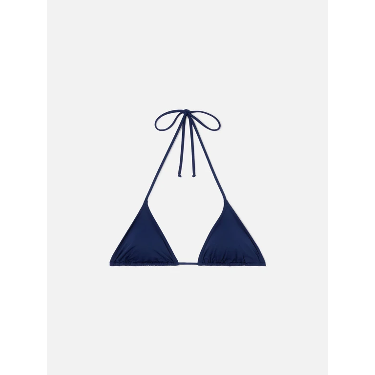 Mc2 Saint Barth Leah Triangle With Ties Bikini Top Solid Blue Navy - Women