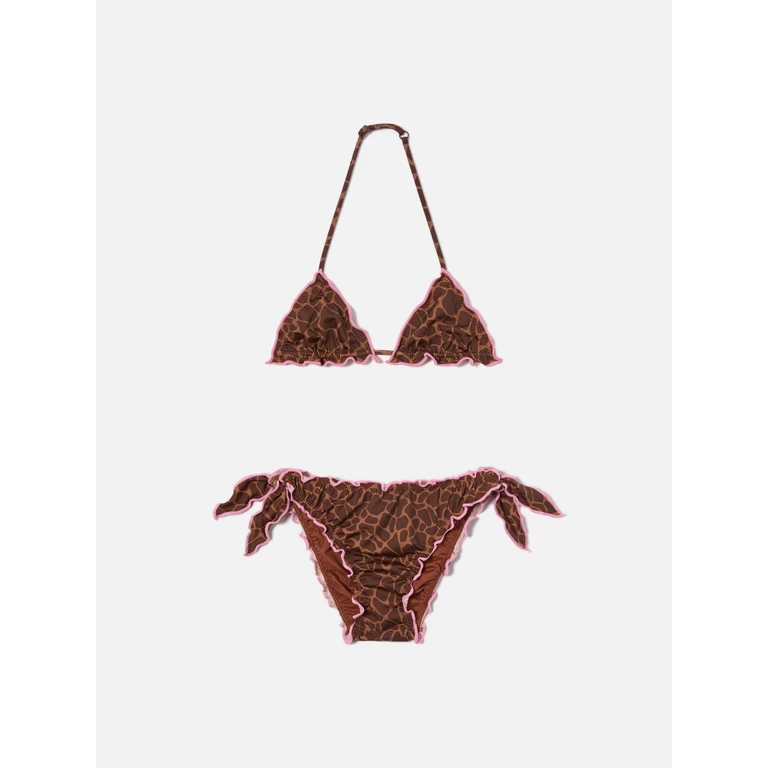Mc2 Saint Barth Cris Stretch Bikini With Animal Print Brown
