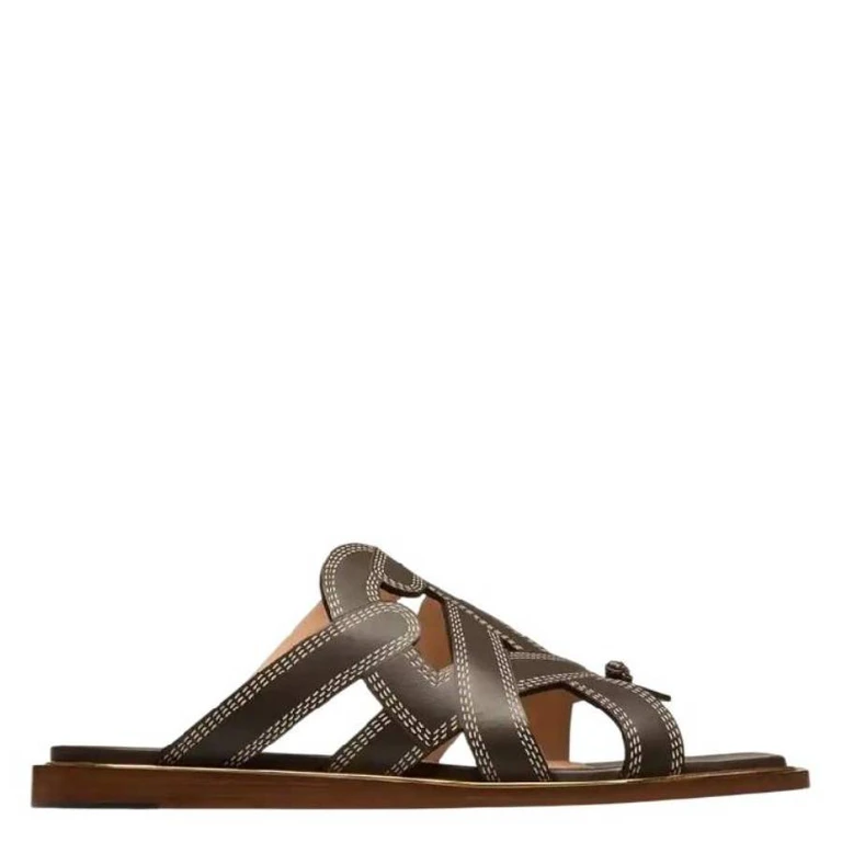 Bally Glada Leather Flat Sandals, Brand Size 36 ( US Size 5.5 )