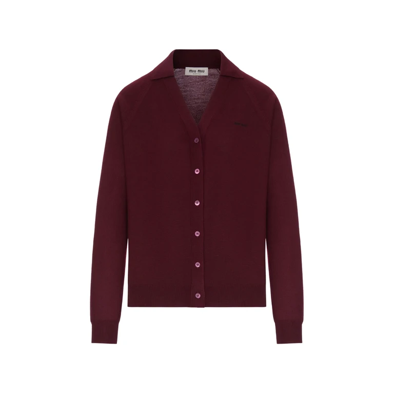 Miu Miu Logo-embroidered Wool Cardigan
