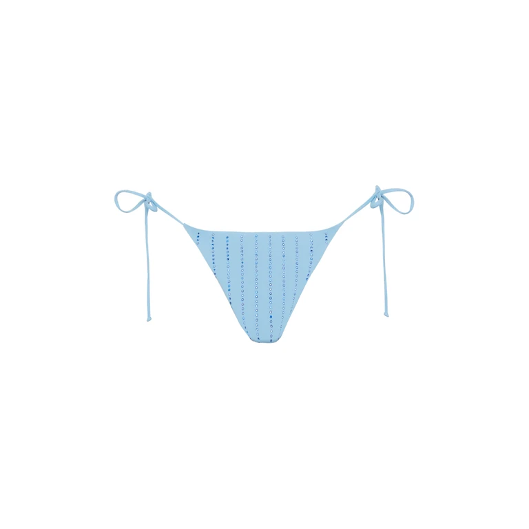 Mc2 Saint Barth Marielle Light Blue Classic Swim Briefs With Striped Rhinestone Embellishment Bottom - Women