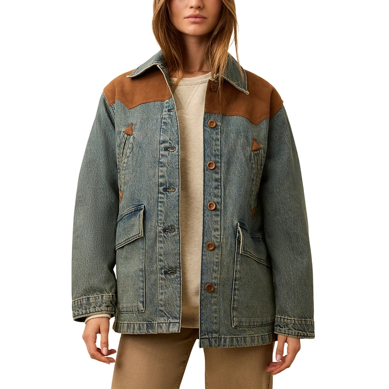Faherty Ridge Back Denim Suede Jacket