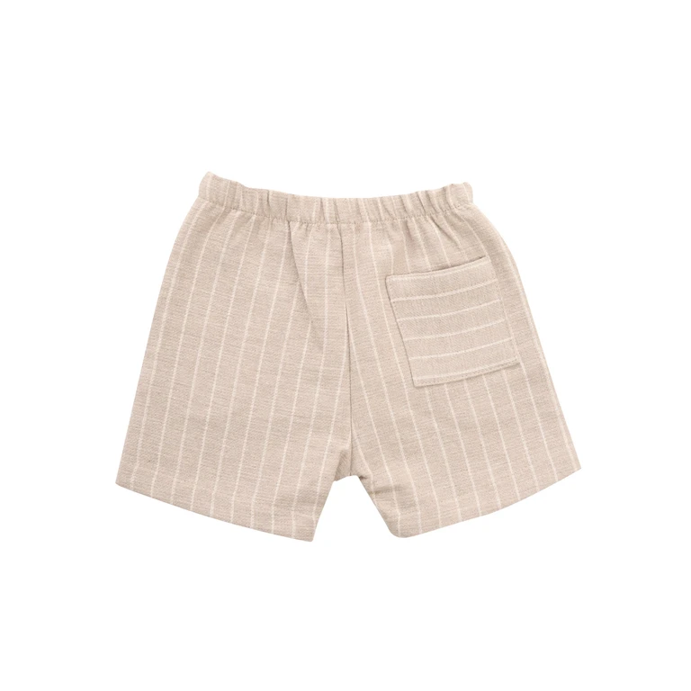 One More In The Family Beige pinstripe Bermuda shorts Cotton