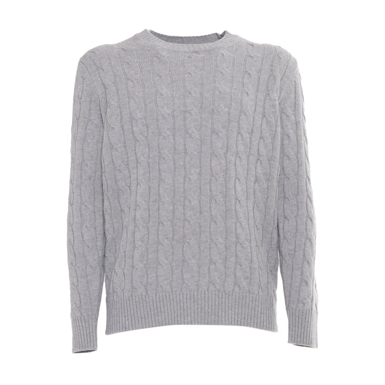 Kangra Cashmere Ribbed Crewneck Sweater Brown Extrafine Merino Wool - Men