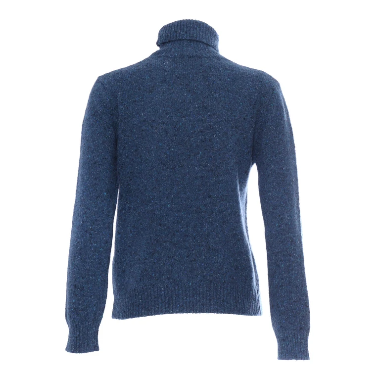 Kangra Cashmere Regular Fit Turtleneck Sweater Blue Wool Mohair Cashmere - Women