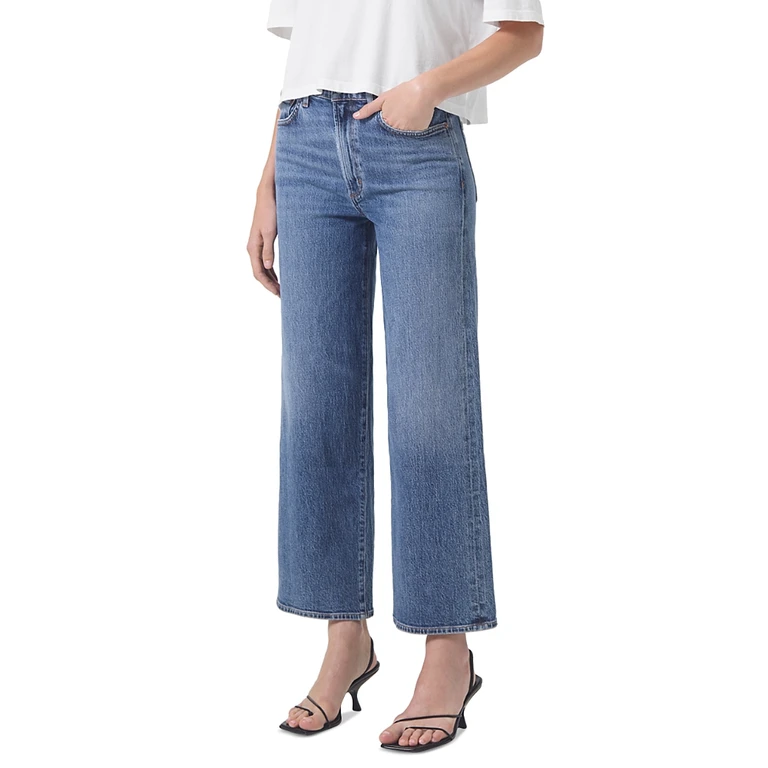 Agolde Harper Mid Rise Wide Ankle Jeans in Moor
