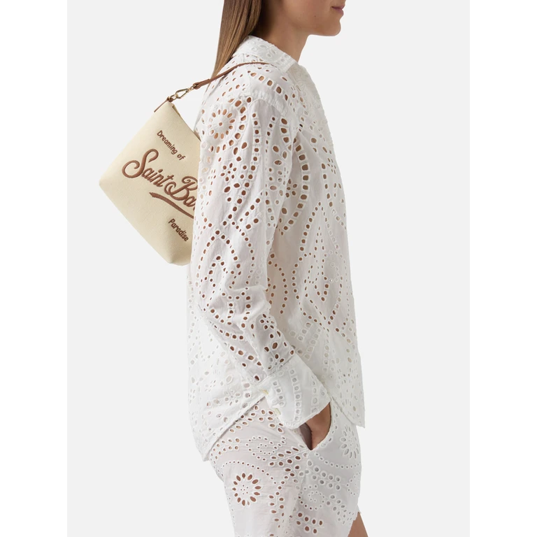 Mc2 Saint Barth Aline Bag Canvas With Leather Details White - Unisex