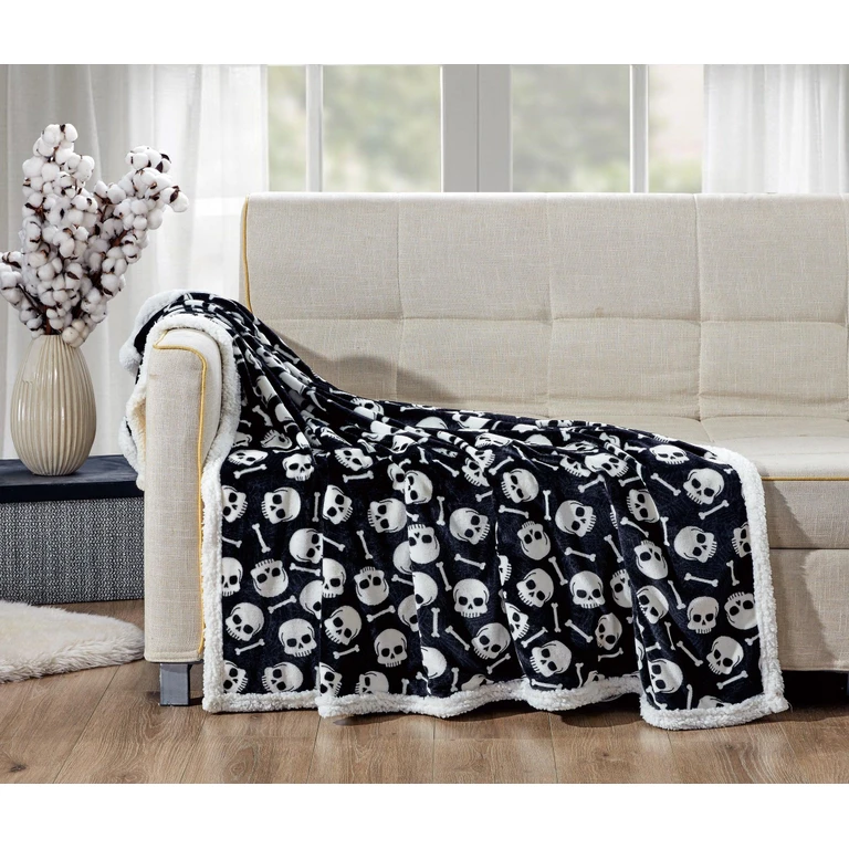 50" x 60" Printed Sherpa Back Throw