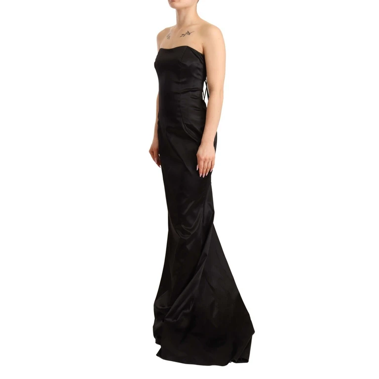 Dolce & Gabbana Black Silk Stretch Sheath Mermaid Gown Dress - Women