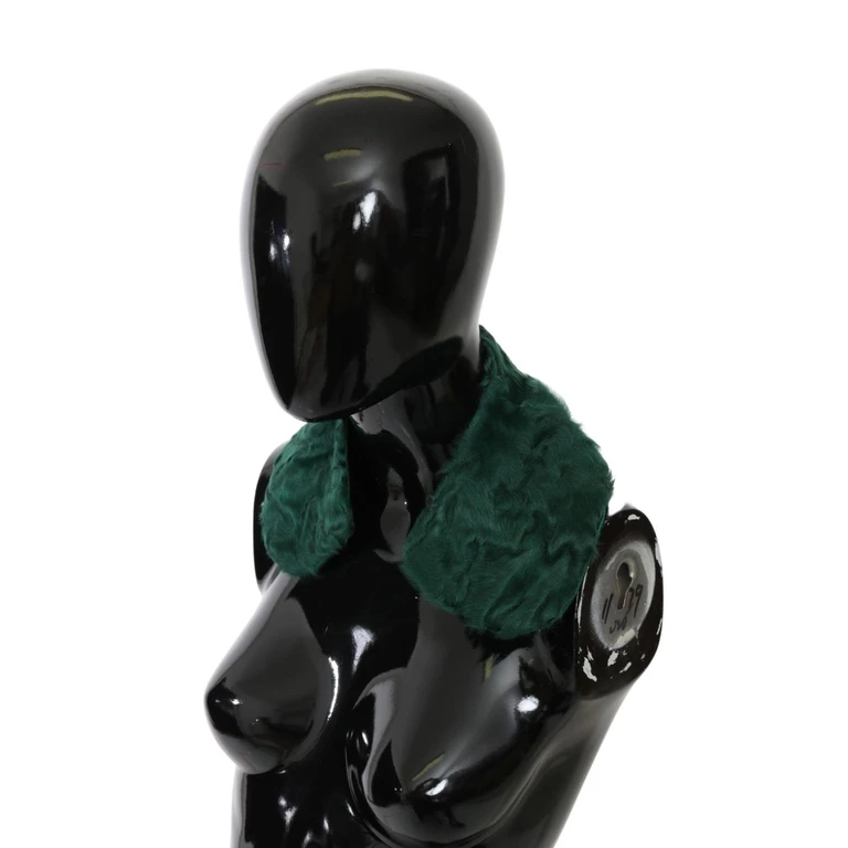 Green Fur Shoulder Collar Wrap Lambskin Scarf - Women