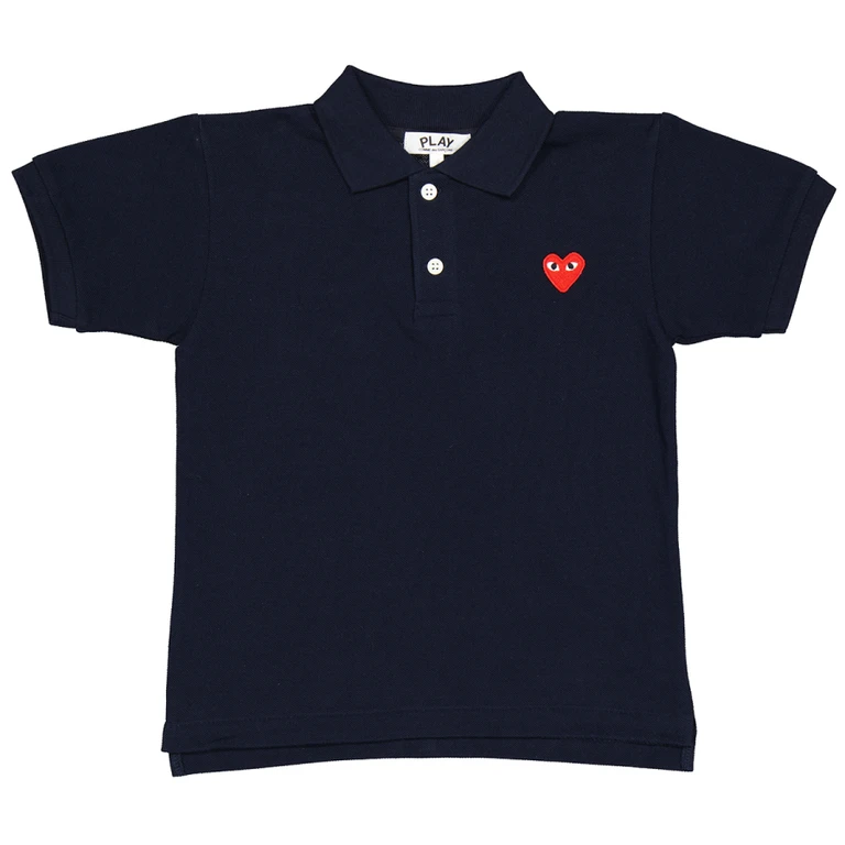 Comme Des Garcons Kids Short Sleeve Embroidered Heart Polo Shirt
