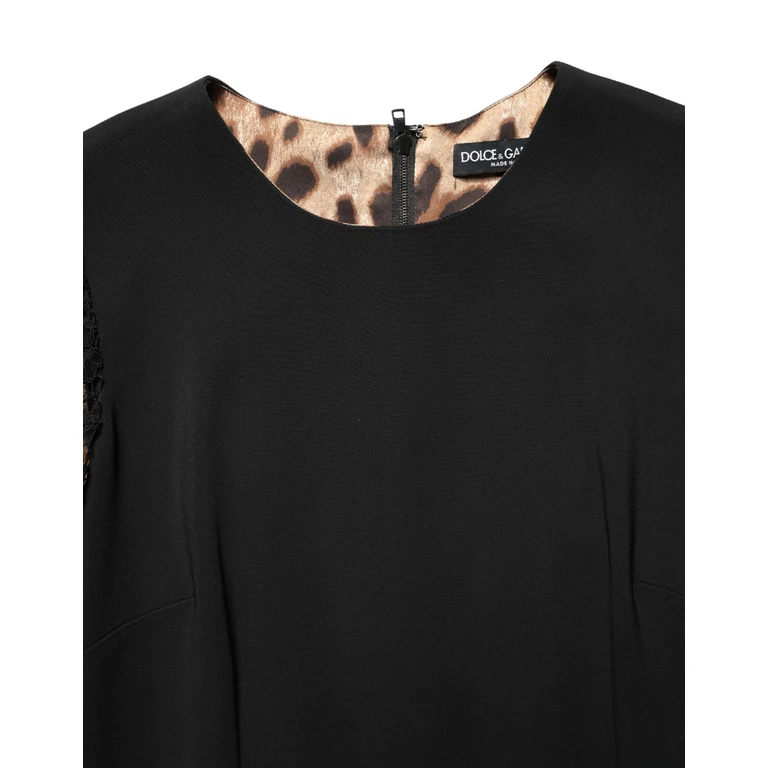 Dolce & Gabbana Black Viscose Lace Long Sleeves Mini Dress Cotton Nylon Elastane - Women