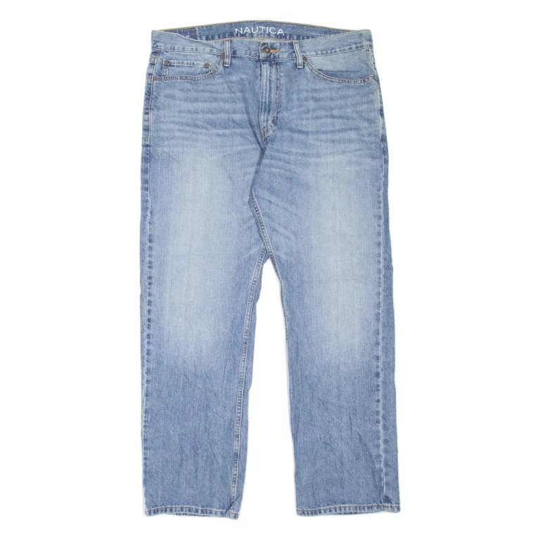 NAUTICA Mens Jeans Blue Relaxed Straight Stone Wash W36 L30