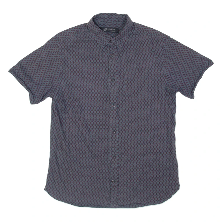 ALL SAINTS Mens Shirt Grey Crazy Pattern S