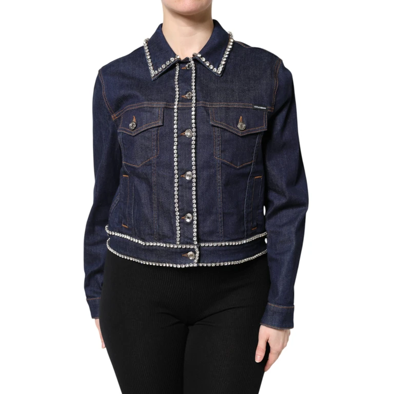Dolce & Gabbana Blue Denim Cotton Crystal Embellished Jacket Clothing - Women