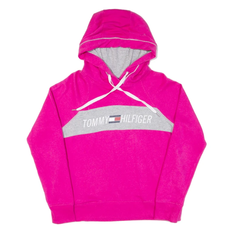 TOMMY HILFIGER Womens Pink Hoodie M