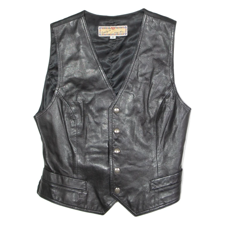 TEDDY'S Mens Blazer Waistcoat Black Leather M