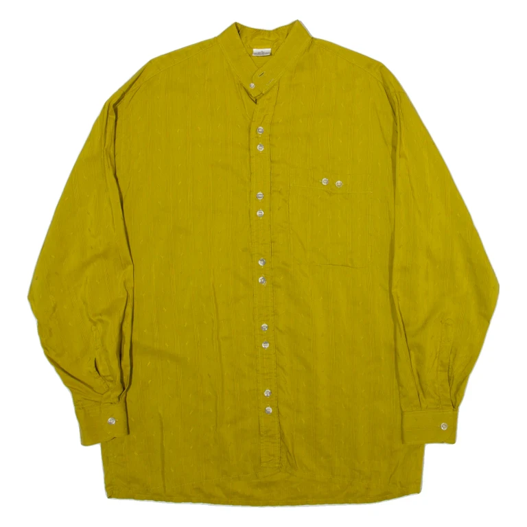 Mens Shirt Yellow Striped Long Sleeve M