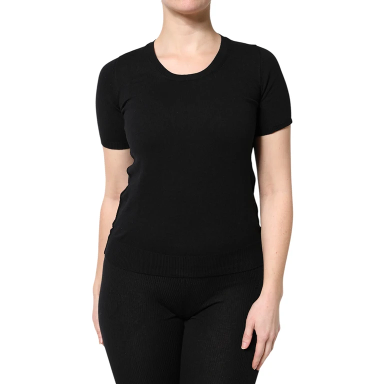 Dolce & Gabbana Black Cotton Round Neck Short Sleeve T-Shirt - Women