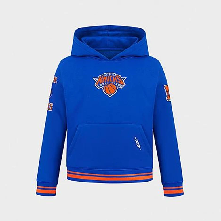 Pro Standard Big Kids New York Knicks NBA Classic Pullover Hoodie in Royal Blue/Orange Size: Small