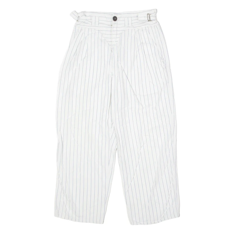 ZONE ZONE Striped Womens Trousers White Regular Straight 90s W26 L21