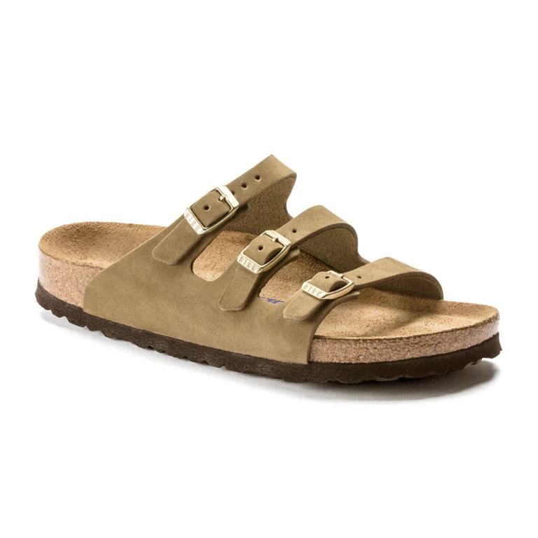Florida Fresh Soft Footbed Nubuck Leather Faded Khaki Sandals