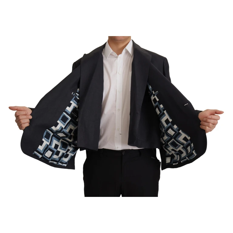 Dolce & Gabbana Blue Linen Formal Mens Blazer Jacket Clothing - Men