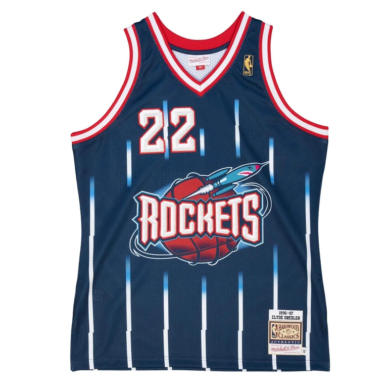 NBA Authentic Road Jersey Houston Rockets 96 Clyde Drexler Jerseys