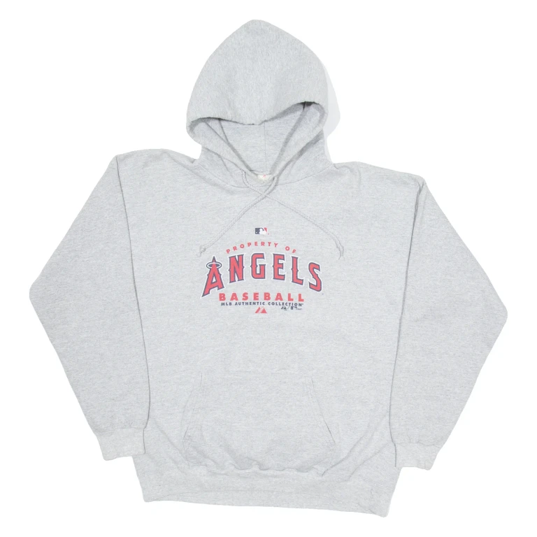 MAJESTIC Angels Baseball Mens Grey Hoodie USA L