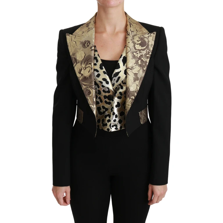 Dolce & Gabbana Black Jacquard Vest Blazer Coat Wool Jacket Clothing - Women