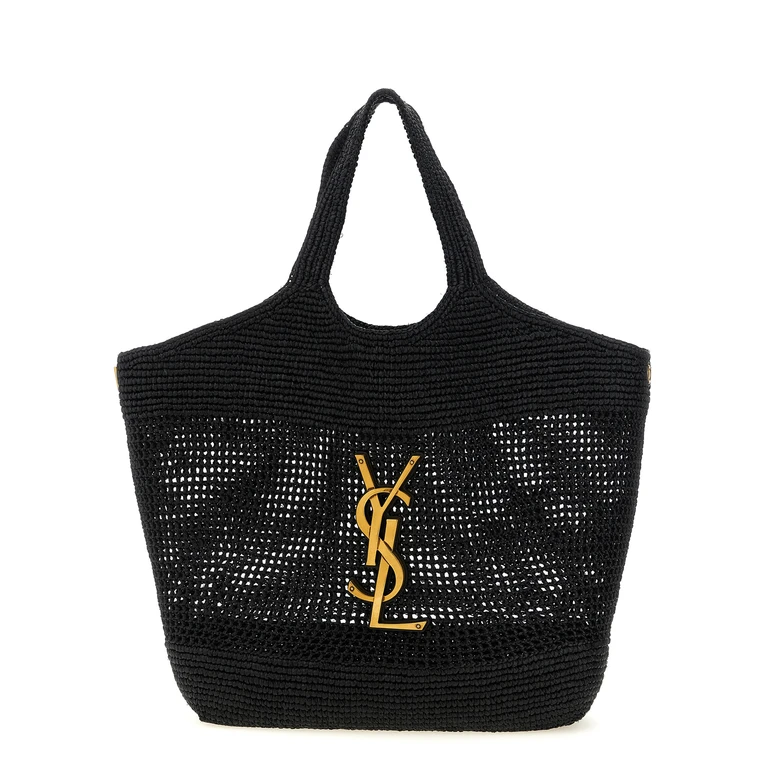 Saint Laurent Black Raffia Tote Bag - Women