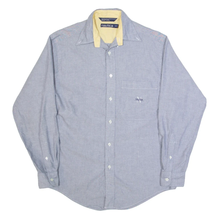 NAUTICA Mens Plain Shirt Blue Long Sleeve S