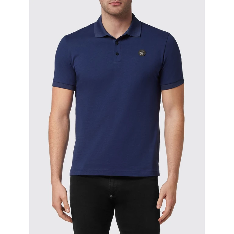Short-Sleeve Cotton Polo Shirt with Skull Print and Logo (FABCMTK5598PJY002N08)