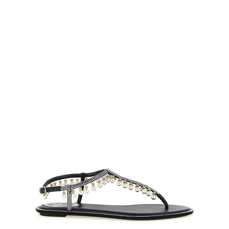 Rene Caovilla Bicolor Viscose Flat Sandals - Women