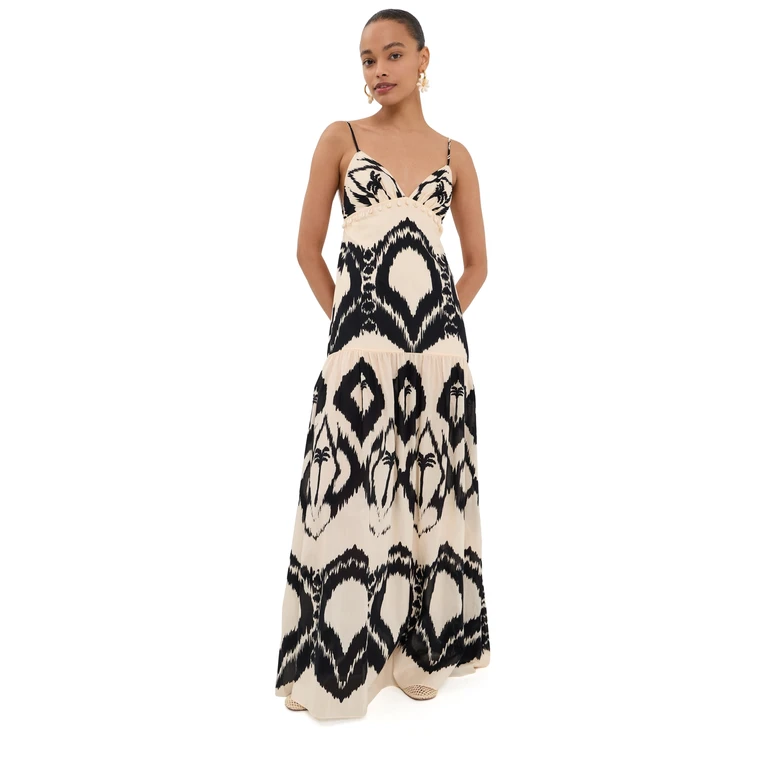 Johanna Ortiz Zea Palm Maxi Dress ECRU / BLACK 0