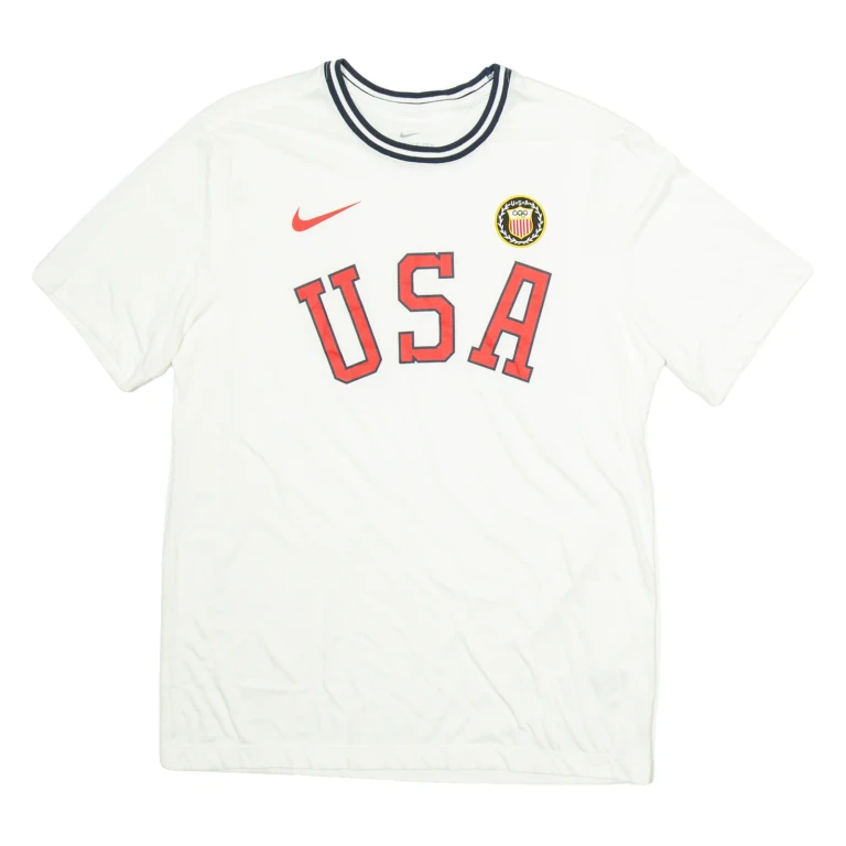 NIKE Mens T-Shirt White USA M
