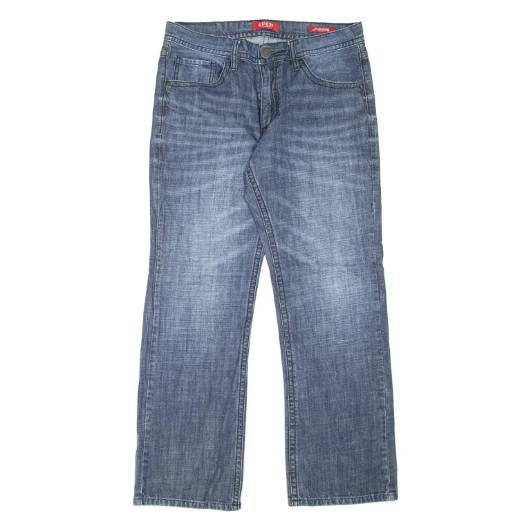 GUESS Rowland Fit Mens Jeans Blue Relaxed Skinny Stone Wash W31 L28