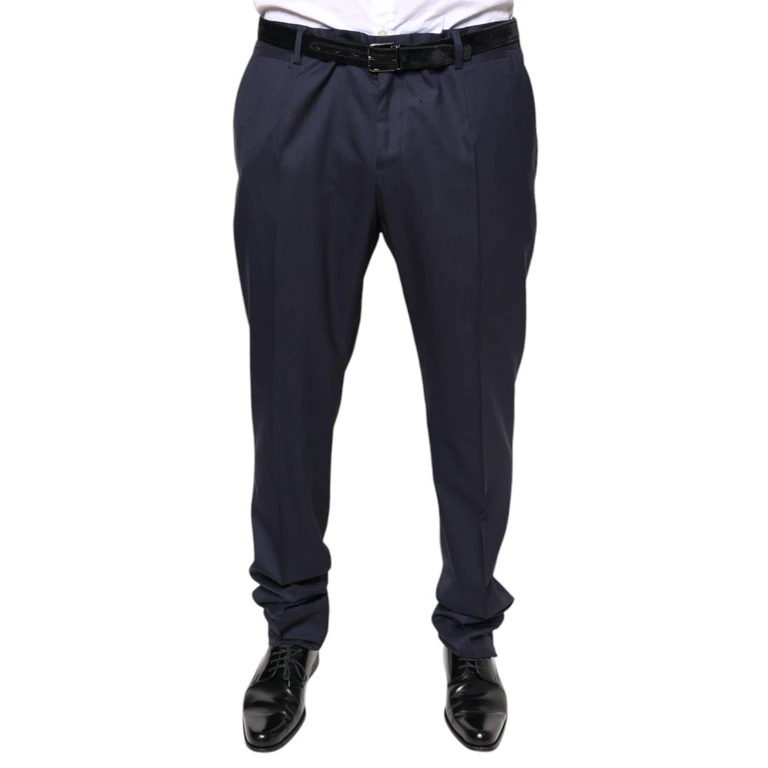 Dolce & Gabbana Blue Wool Skinny Formal Dress Pants Virgin Silk - Men