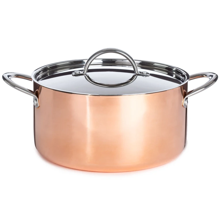 Vintage Tri-Ply Copper 9.5" Stockpot 5.75qt. with Lid, Polished