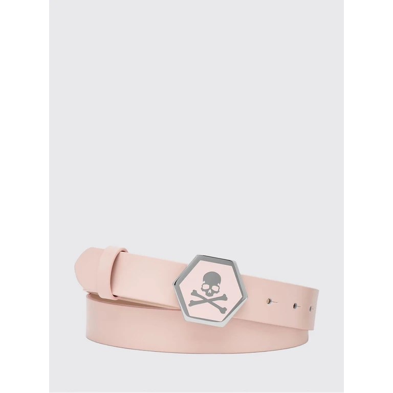 Smooth Leather Belt with Metal Buckle and Skull Print (FAAAWVA0369PLE010N0391)
