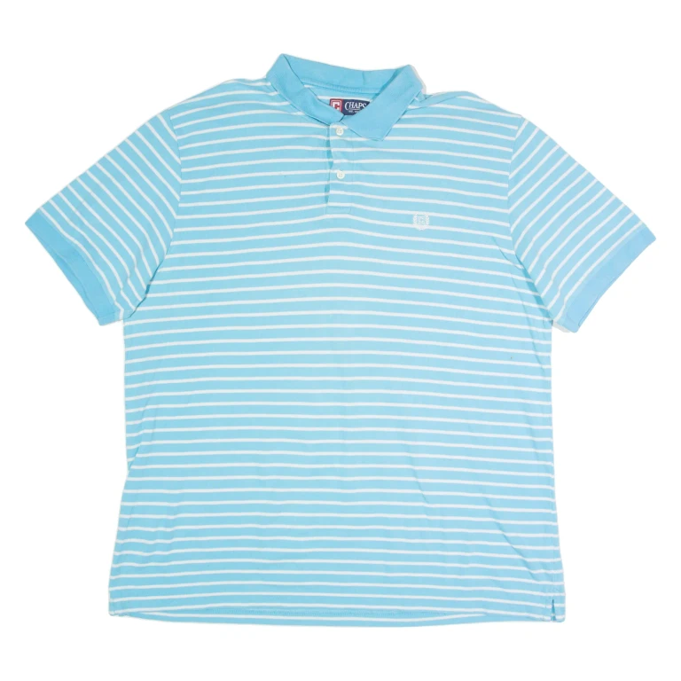 CHAPS Mens Polo Shirt Blue Striped 2XL