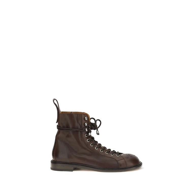 Versace Brown Calf Leather Bos Taurus Lace-Up Boots - Men