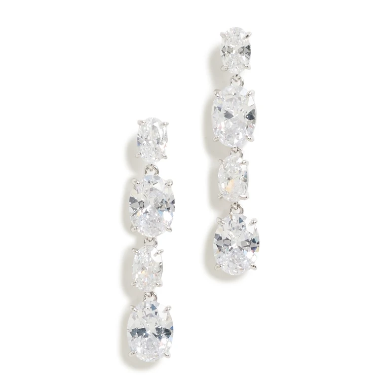SHASHI Bessett Oval Drop Earrings Silver One Size