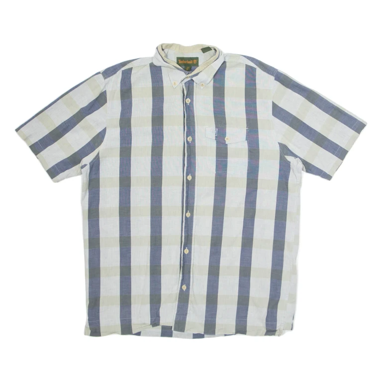 TIMBERLAND Mens Shirt Grey Check Short Sleeve M
