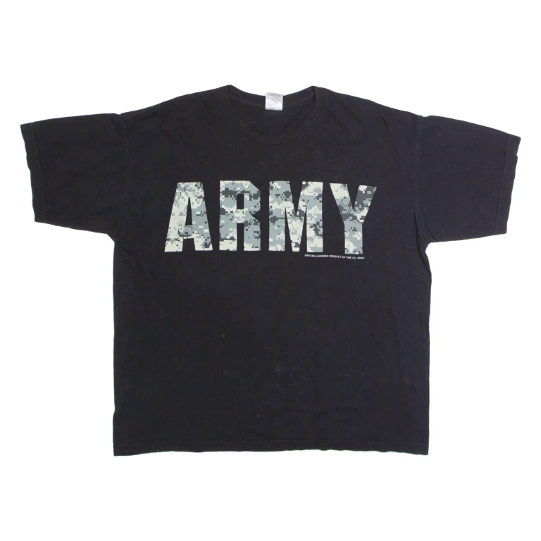 BAYSIDE US Army Digital Camo Mens T-Shirt Black USA Crew Neck XL