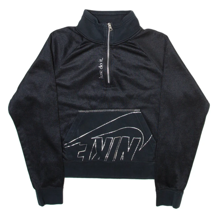 NIKE Womens Sweatshirt Black 1/4 Zip XS